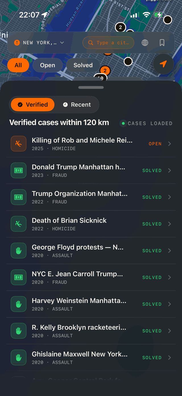 Verified cases across the New York metro area